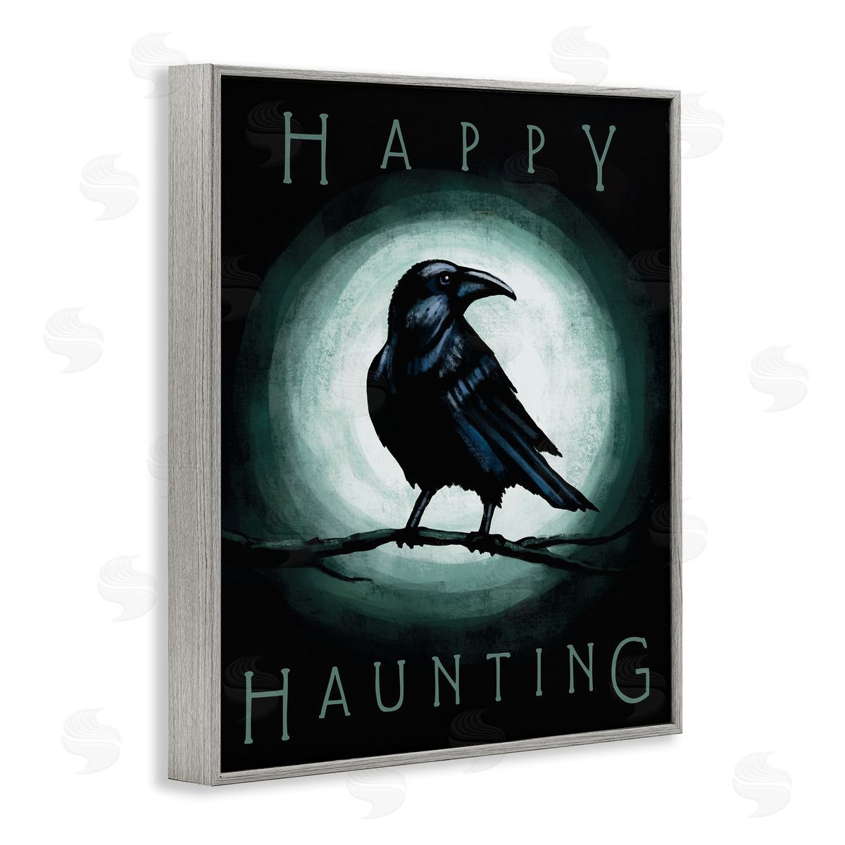 Elizabeth Tyndall Happy Hauntings Phrase Black Crow Perched Festive Halloween