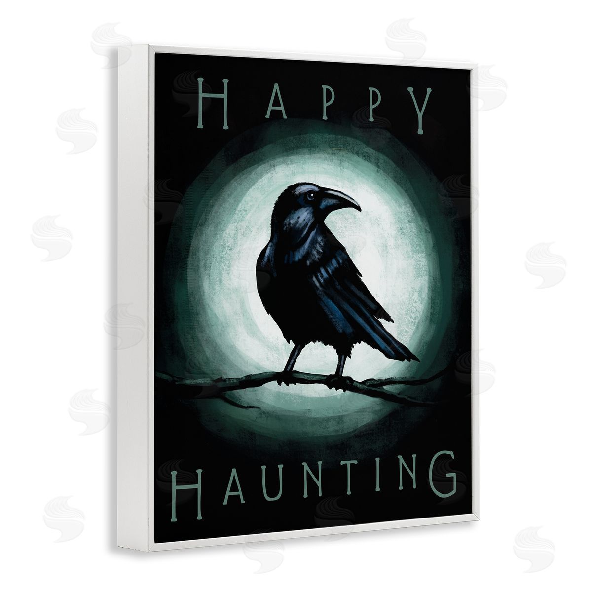 Elizabeth Tyndall Happy Hauntings Phrase Black Crow Perched Festive Halloween