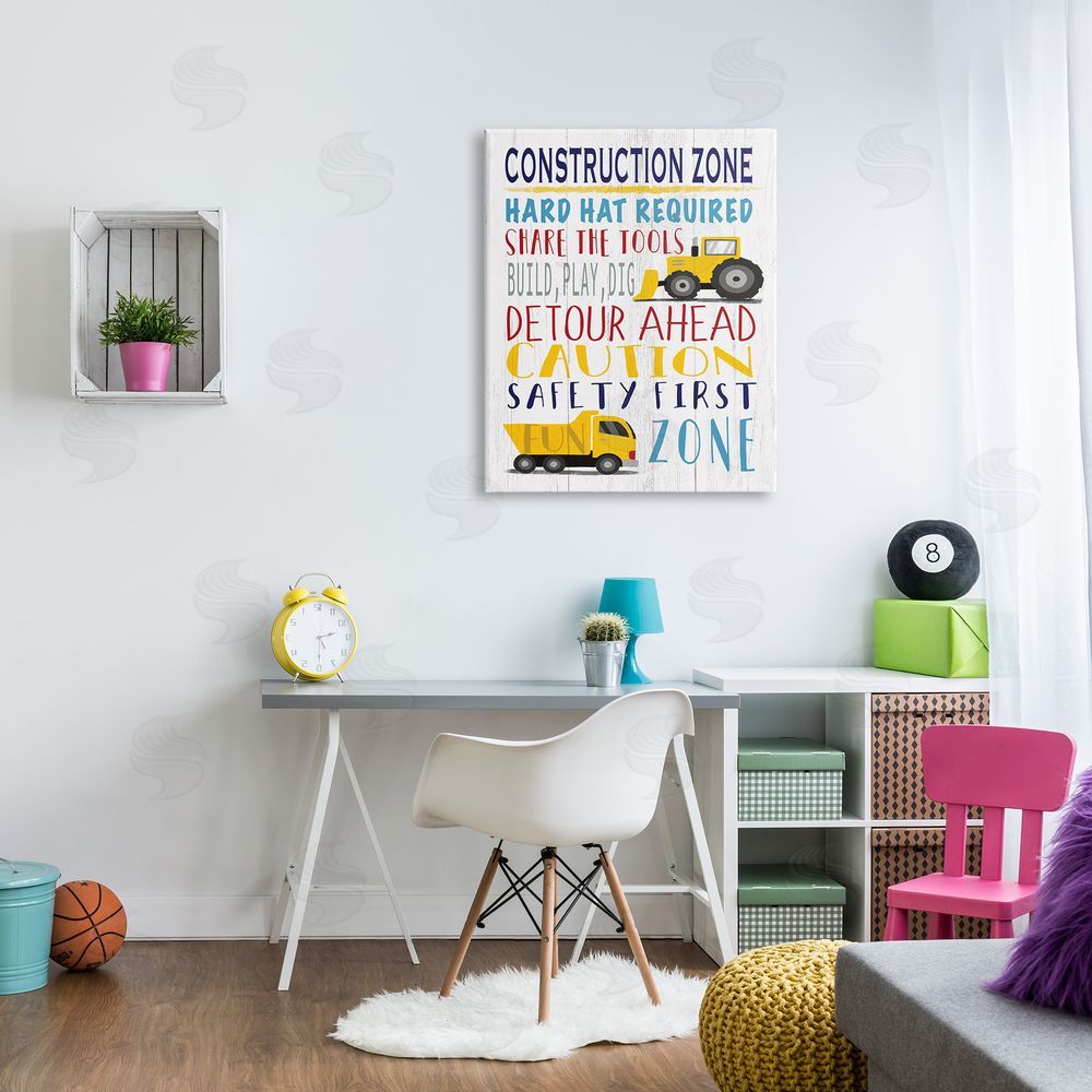 Elizabeth Tyndall Kid's Construction Zone Room Sign Fun Trucks