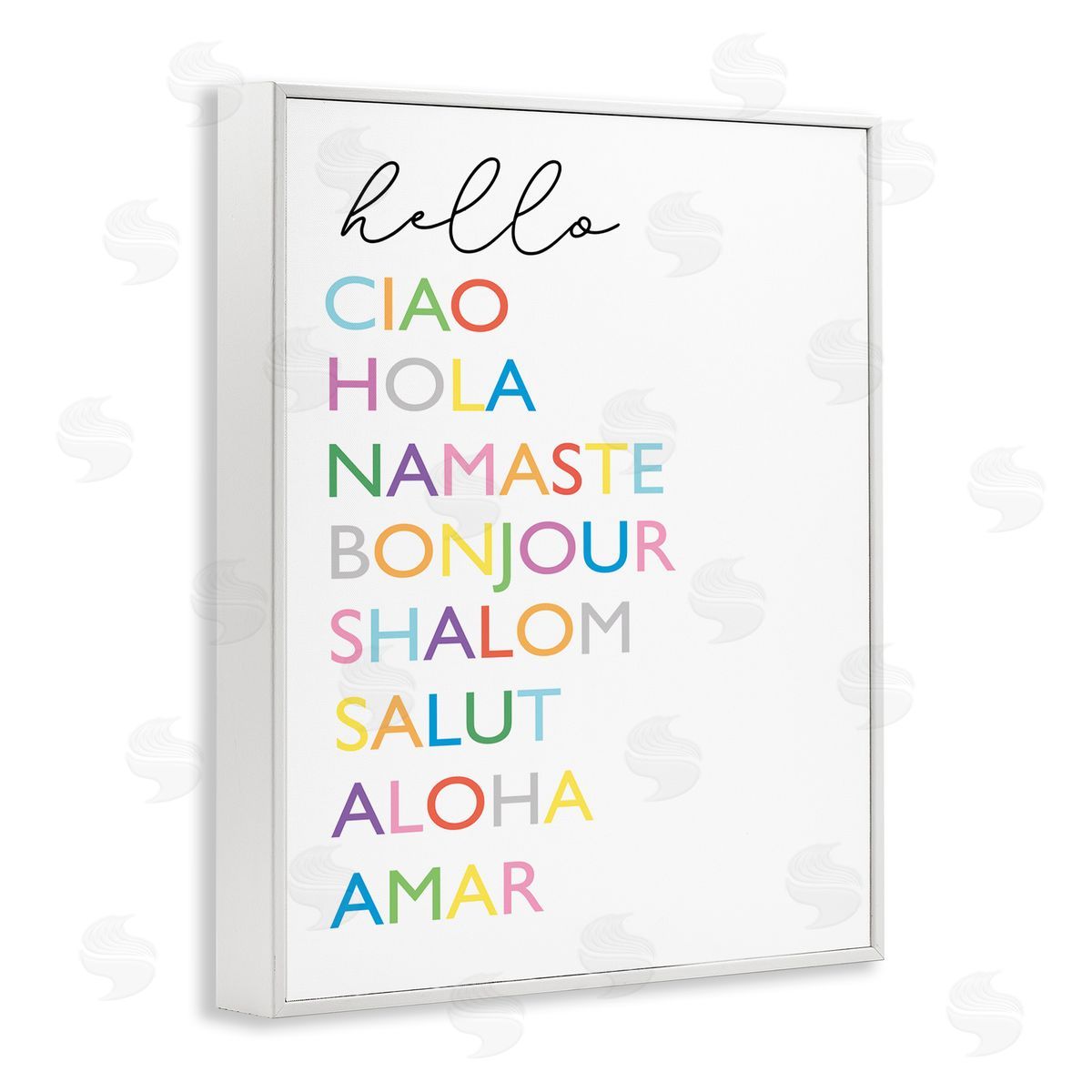 Elizabeth Tyndall Hello Ciao Hola Namaste Greetings Rainbow Typography