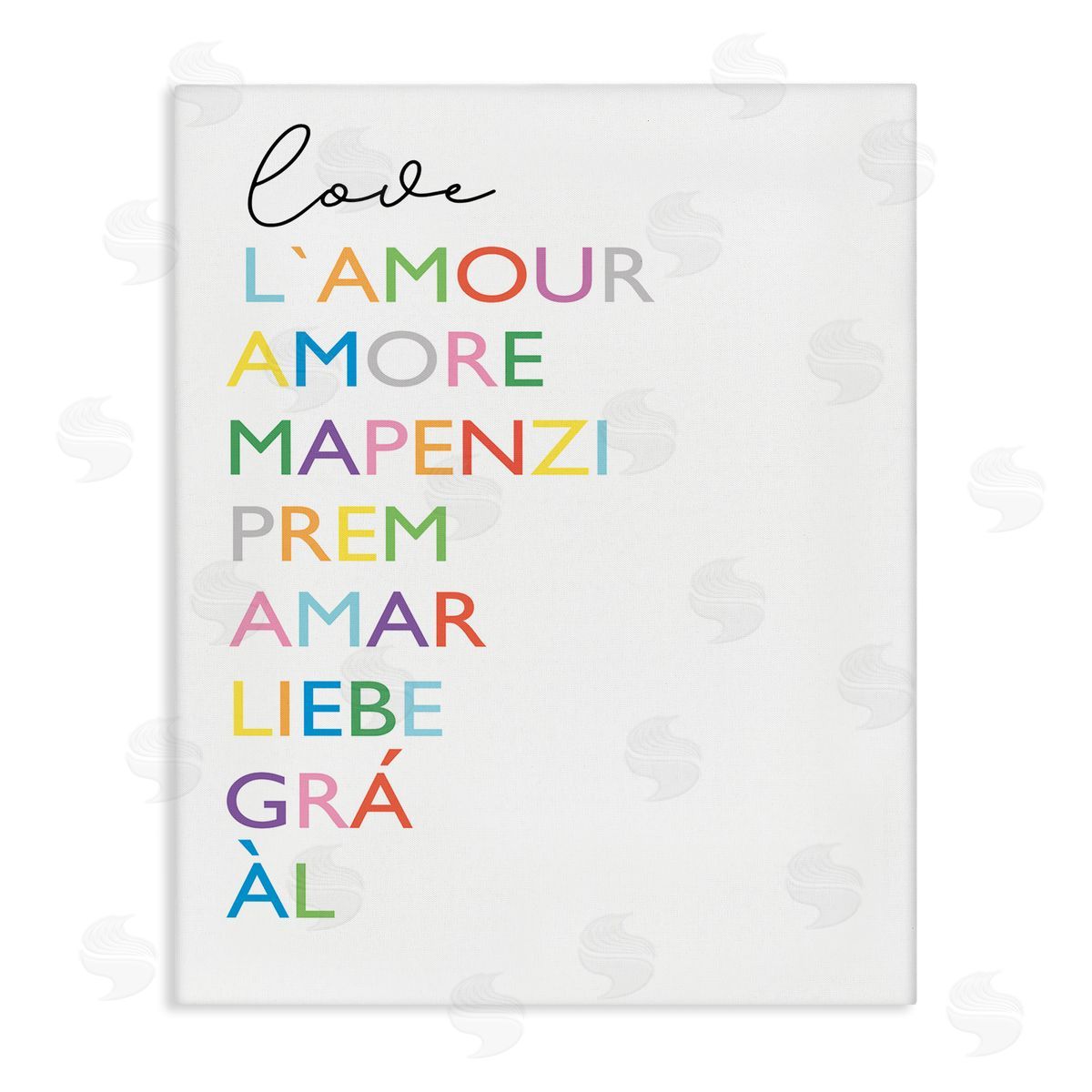 Elizabeth Tyndall Love L'Amour Amore Mapenzi Romantic Terms Rainbow Typography