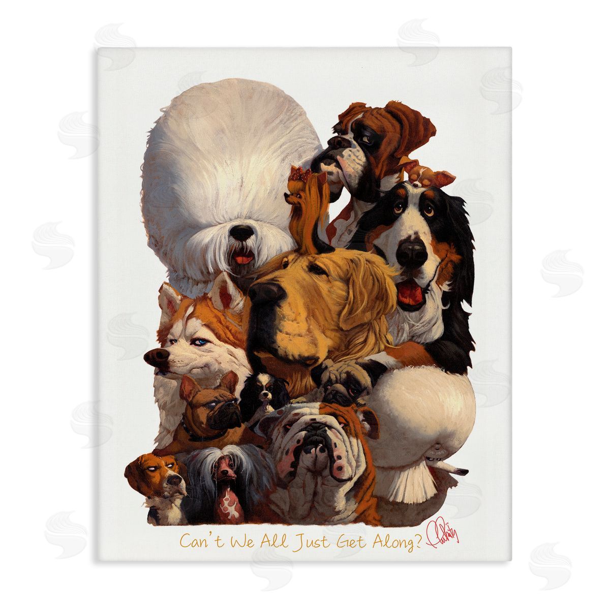 Thomas Fluharty Just Get Along Phrase Funny Dog Gang Illustration