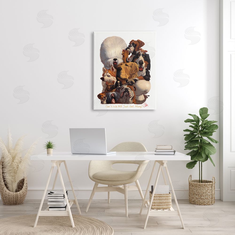 Thomas Fluharty Just Get Along Phrase Funny Dog Gang Illustration