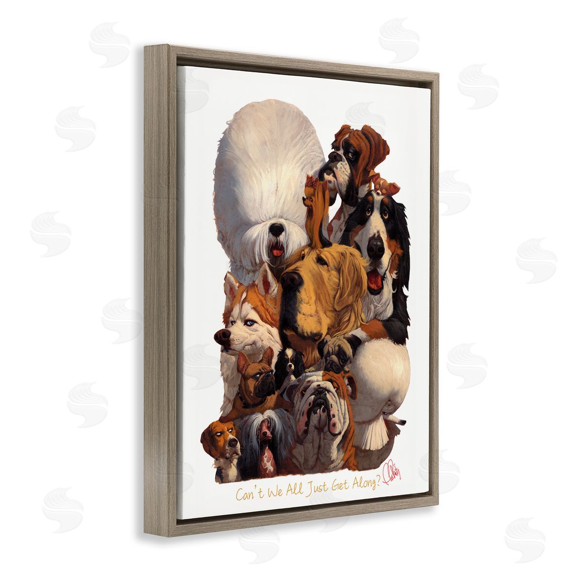 Thomas Fluharty Just Get Along Phrase Funny Dog Gang Illustration