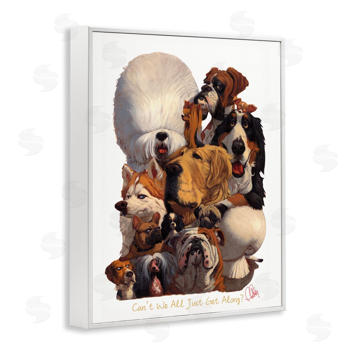 Thomas Fluharty Just Get Along Phrase Funny Dog Gang Illustration