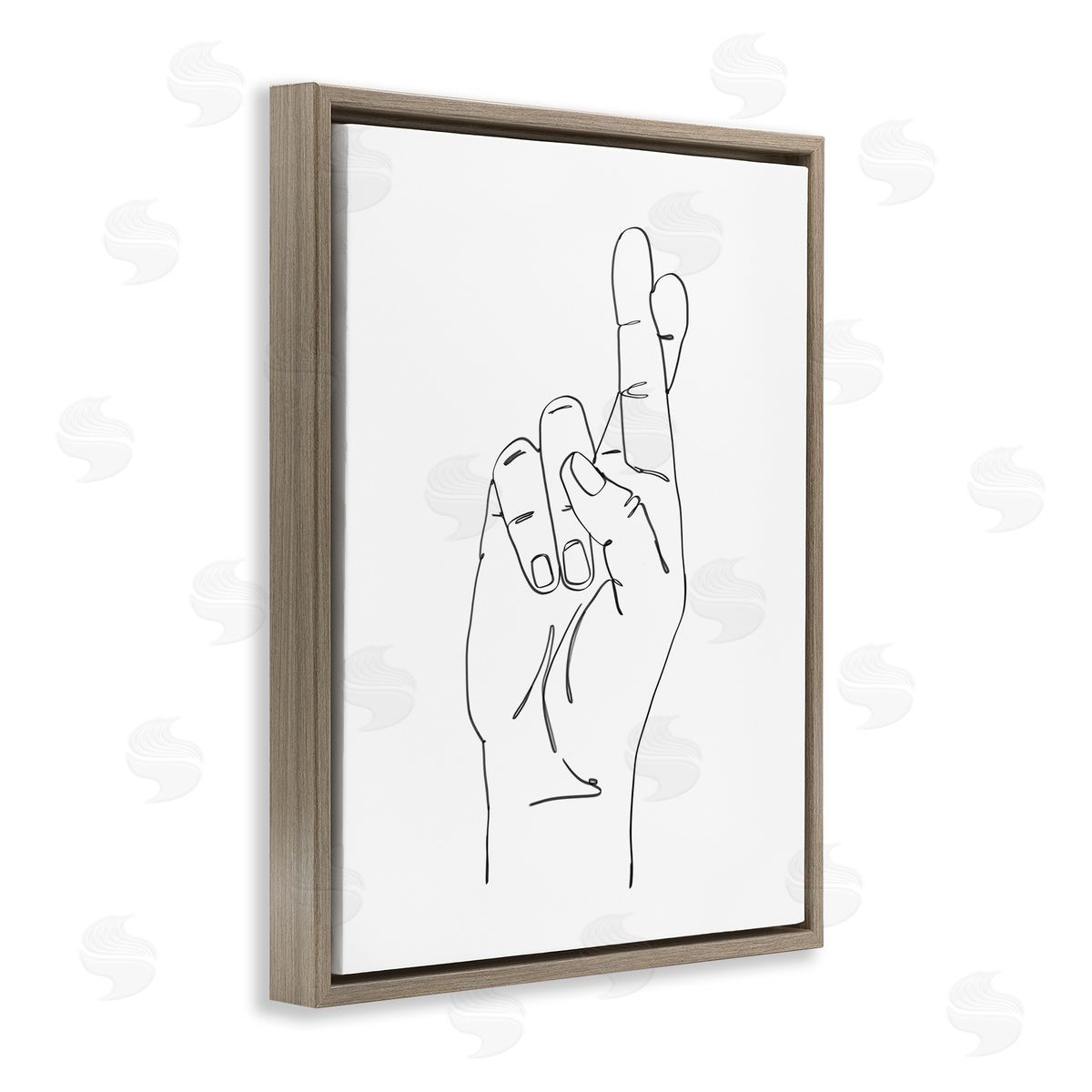 Ziwei Li Hand with Fingers Crossed Minimal Line Drawing