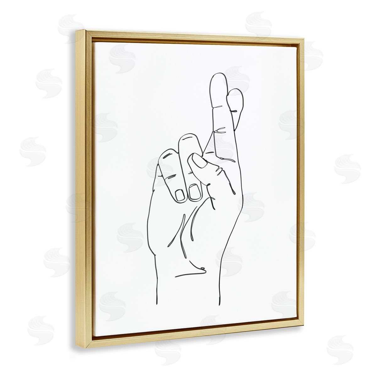 Ziwei Li Hand with Fingers Crossed Minimal Line Drawing