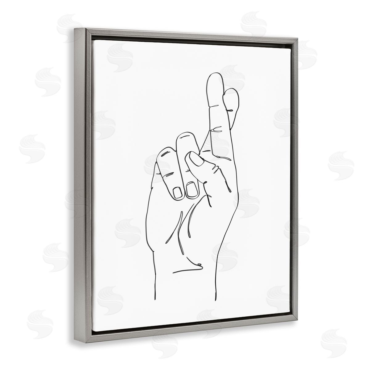 Ziwei Li Hand with Fingers Crossed Minimal Line Drawing