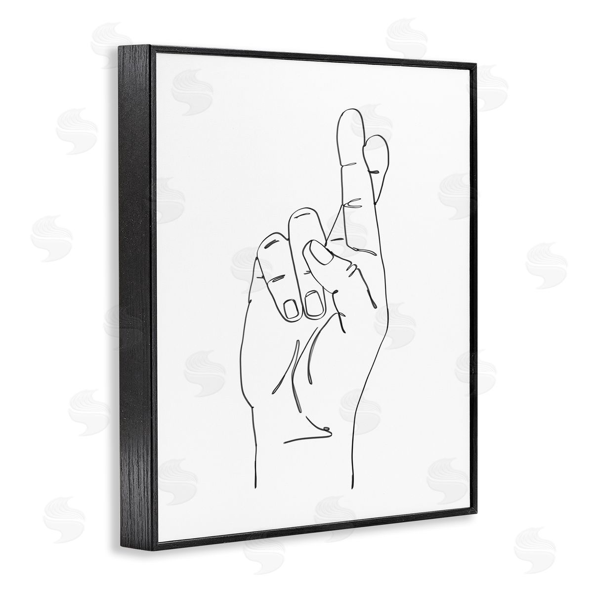 Ziwei Li Hand with Fingers Crossed Minimal Line Drawing