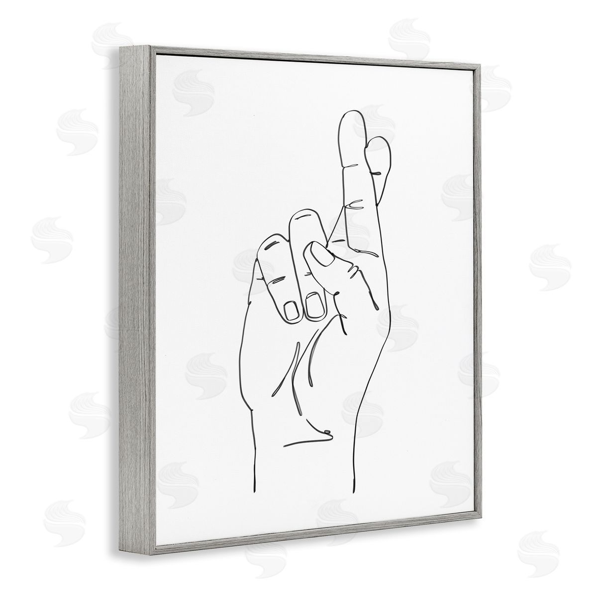 Ziwei Li Hand with Fingers Crossed Minimal Line Drawing