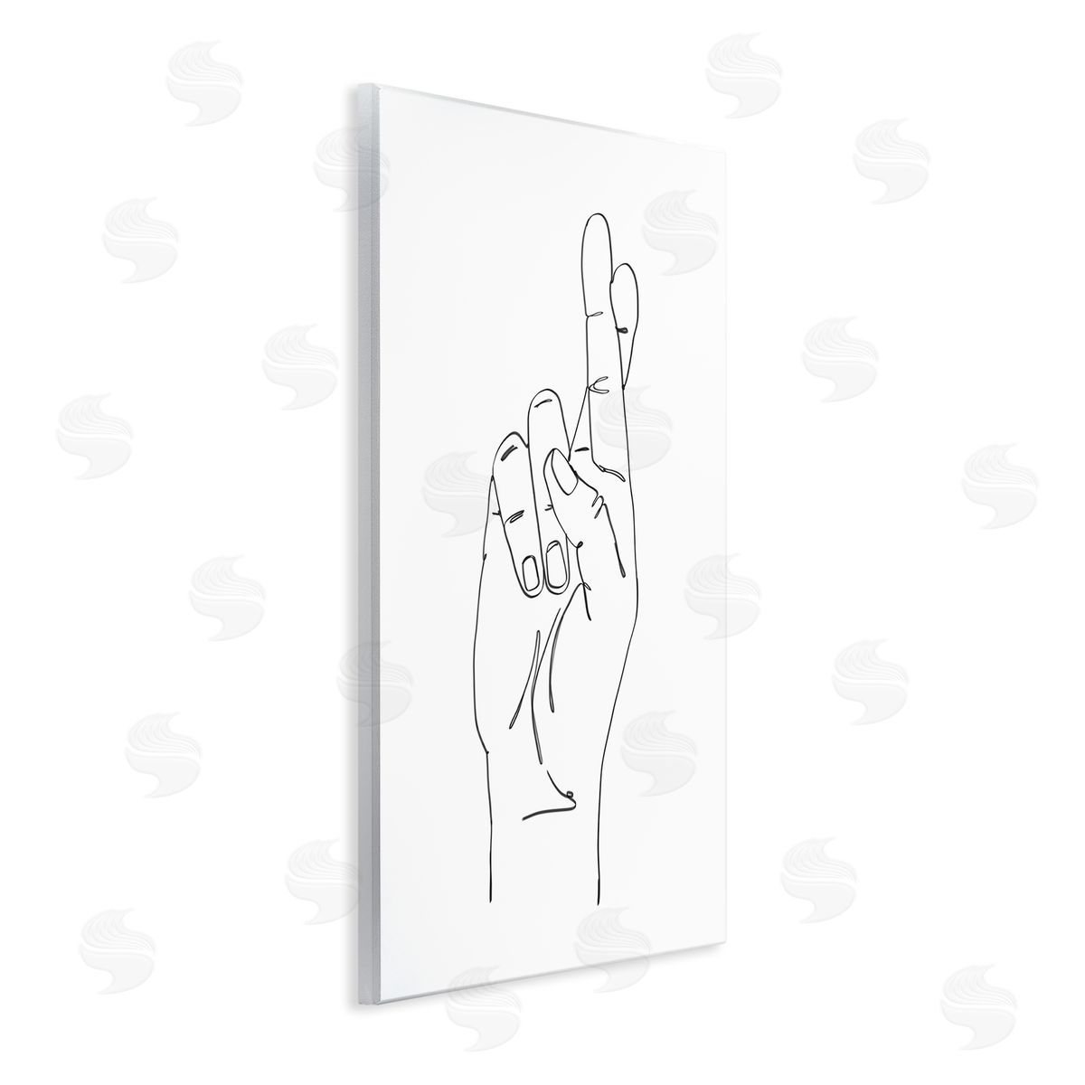 Ziwei Li Hand with Fingers Crossed Minimal Line Drawing