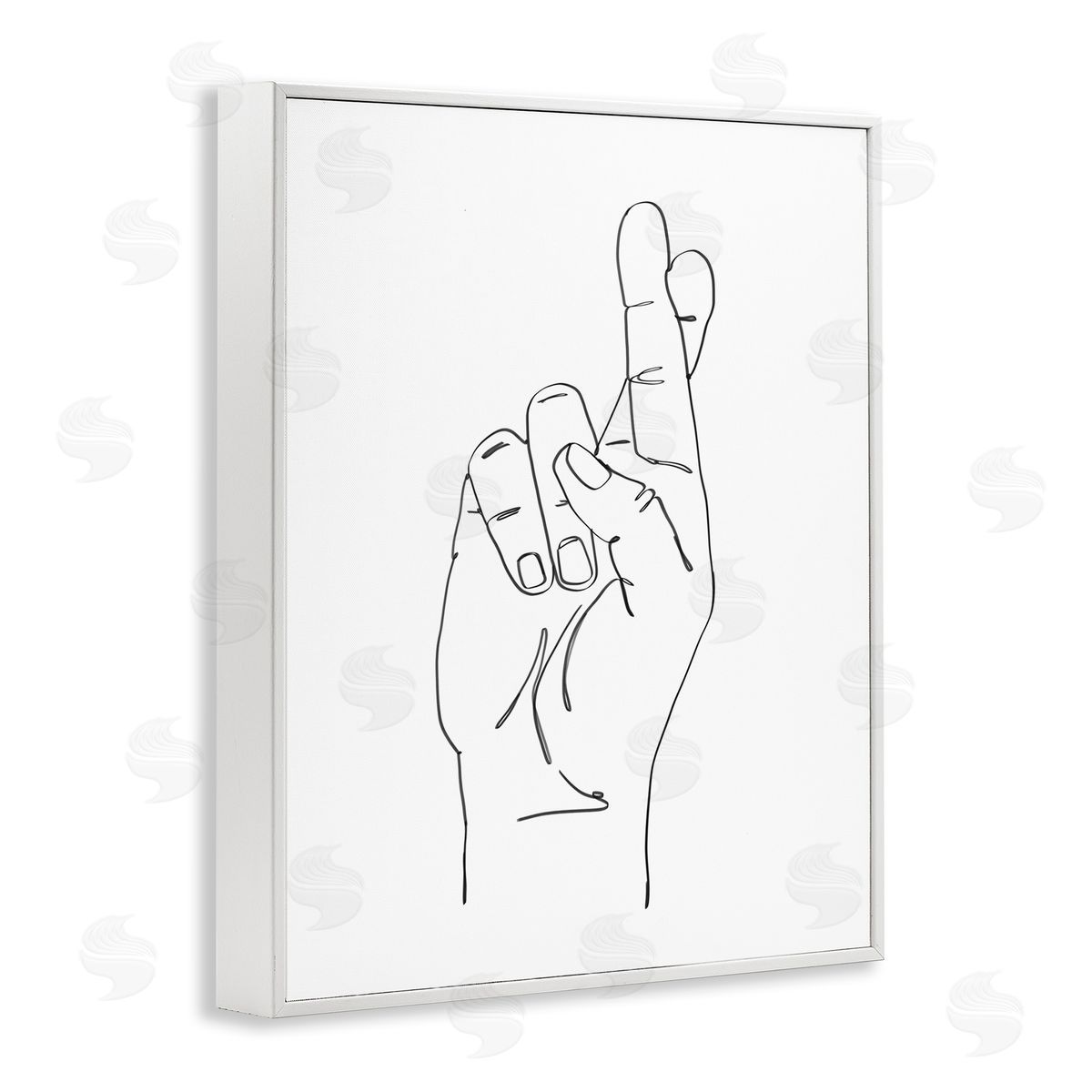 Ziwei Li Hand with Fingers Crossed Minimal Line Drawing