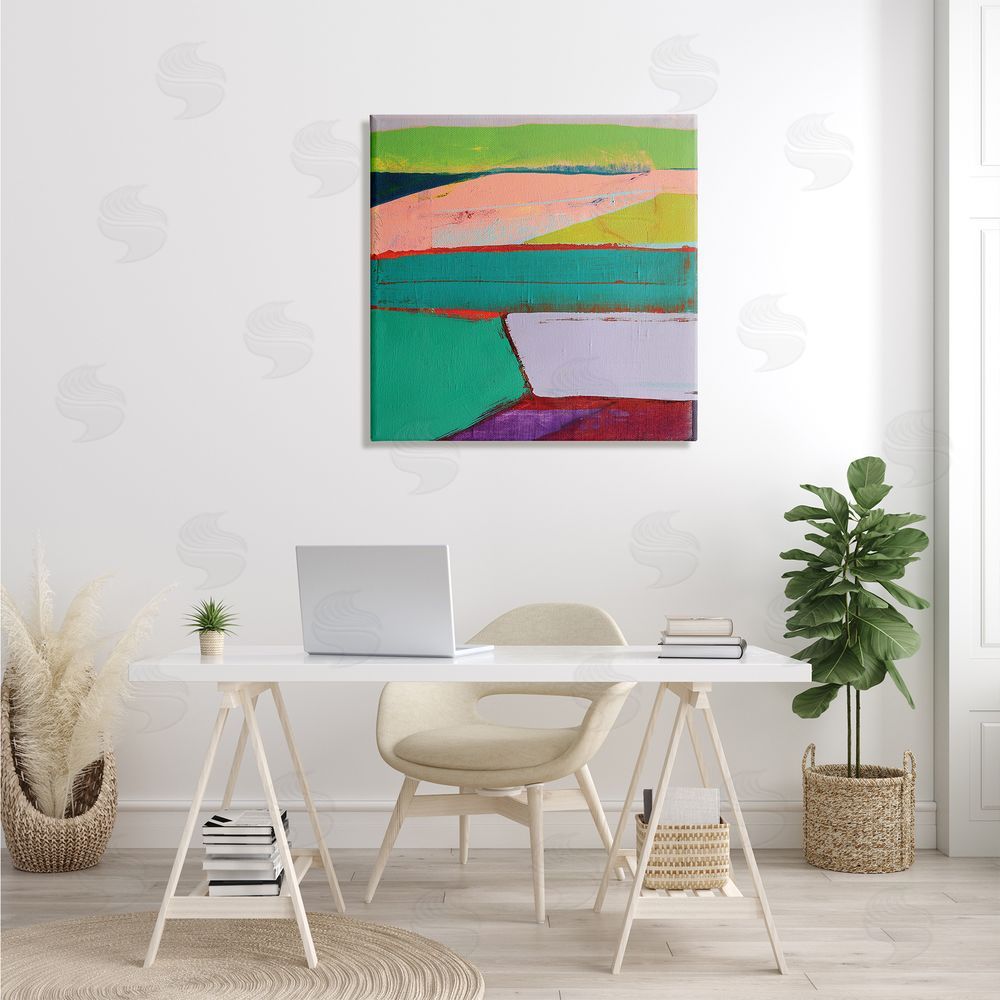 Cathe Hendrick Radiant Abstract Colors Layered Geometric Shapes Canvas Wall Art in Room
