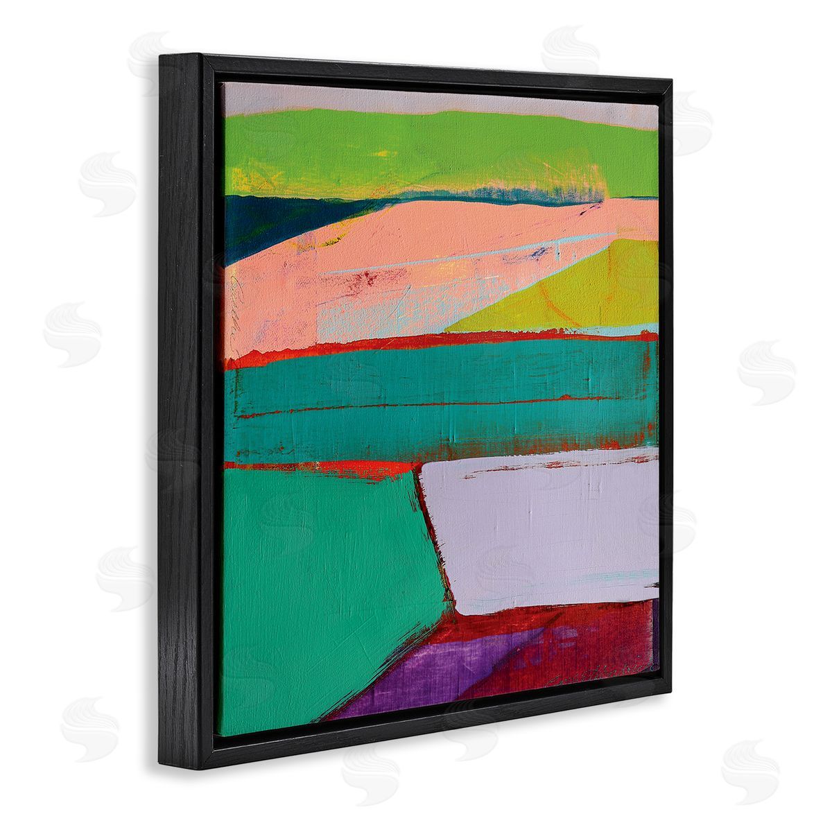 Cathe Hendrick Radiant Abstract Colors Layered Geometric Shapes Black Floating Frame Canvas Wall Art Print