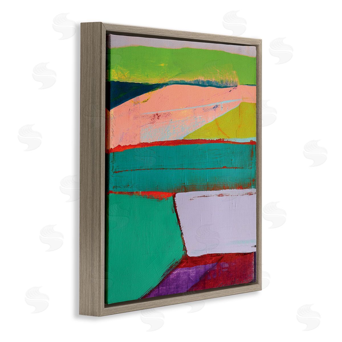 Cathe Hendrick Radiant Abstract Colors Layered Geometric Shapes Brown Floating Frame Canvas Wall Art Print