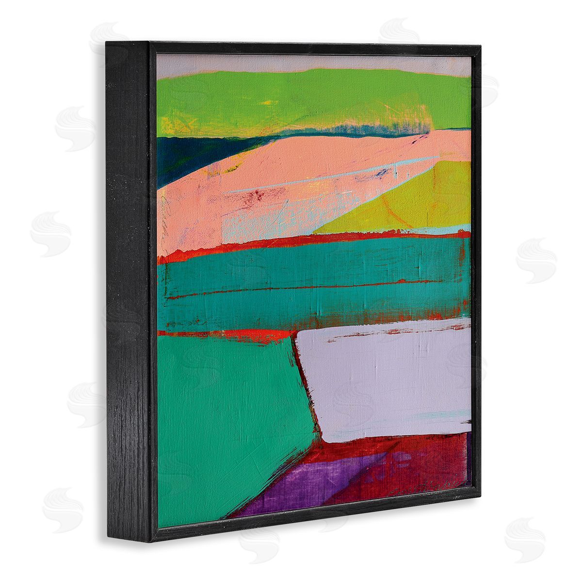 Cathe Hendrick Radiant Abstract Colors Layered Geometric Shapes Black Framed Glicee Wall Art Print