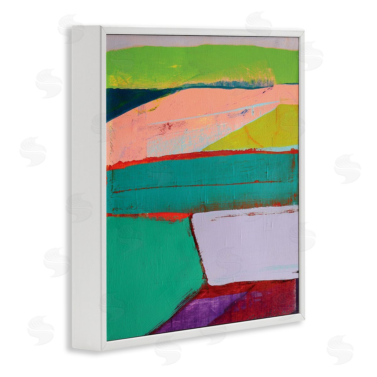 Cathe Hendrick Radiant Abstract Colors Layered Geometric Shapes White Framed Glicee Wall Art Print