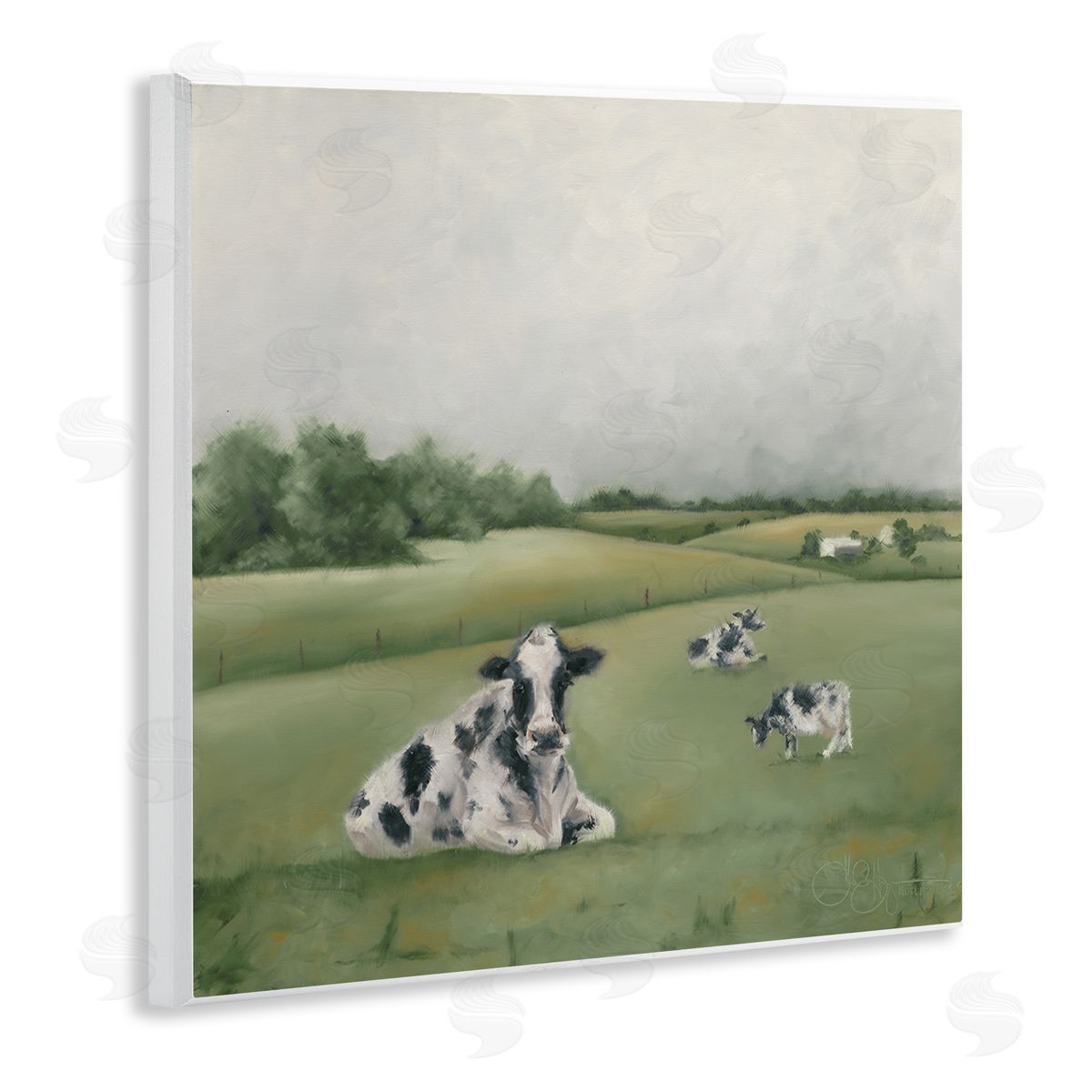 Dairy Cows Grazing in Green Field Wood Plaque Wall Art, Home Decor by Hollihocks Art