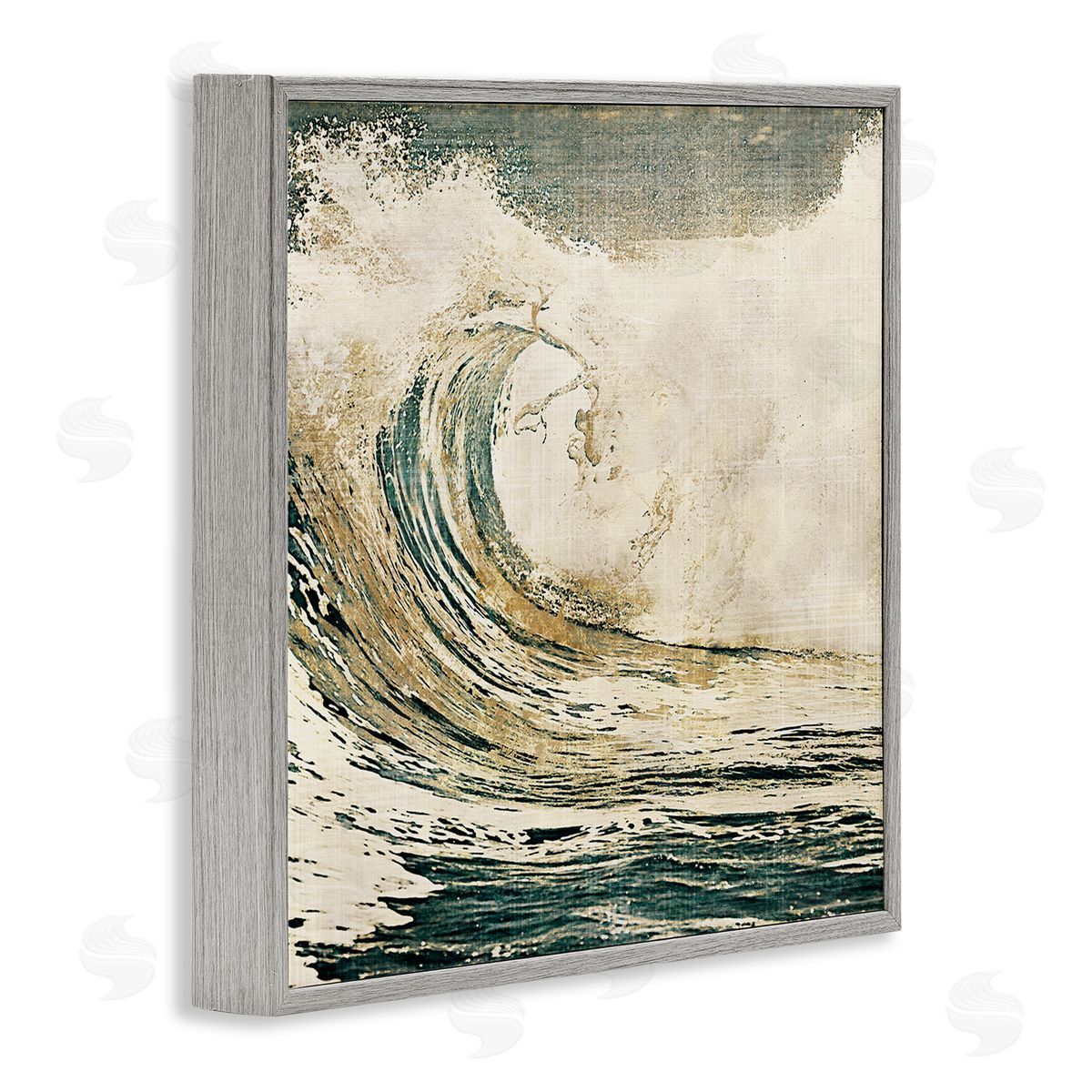 Heather Hayes Vintage Tidal Wave White Crest Nautical Water Gray Framed Glicee Wall Art Print