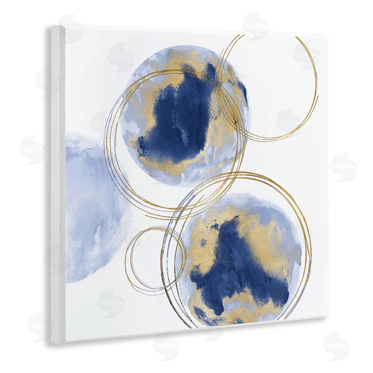 Golden Rings and Circles Abstraction Wood Plaque Wall Art, Home Decor by Natalie Harris