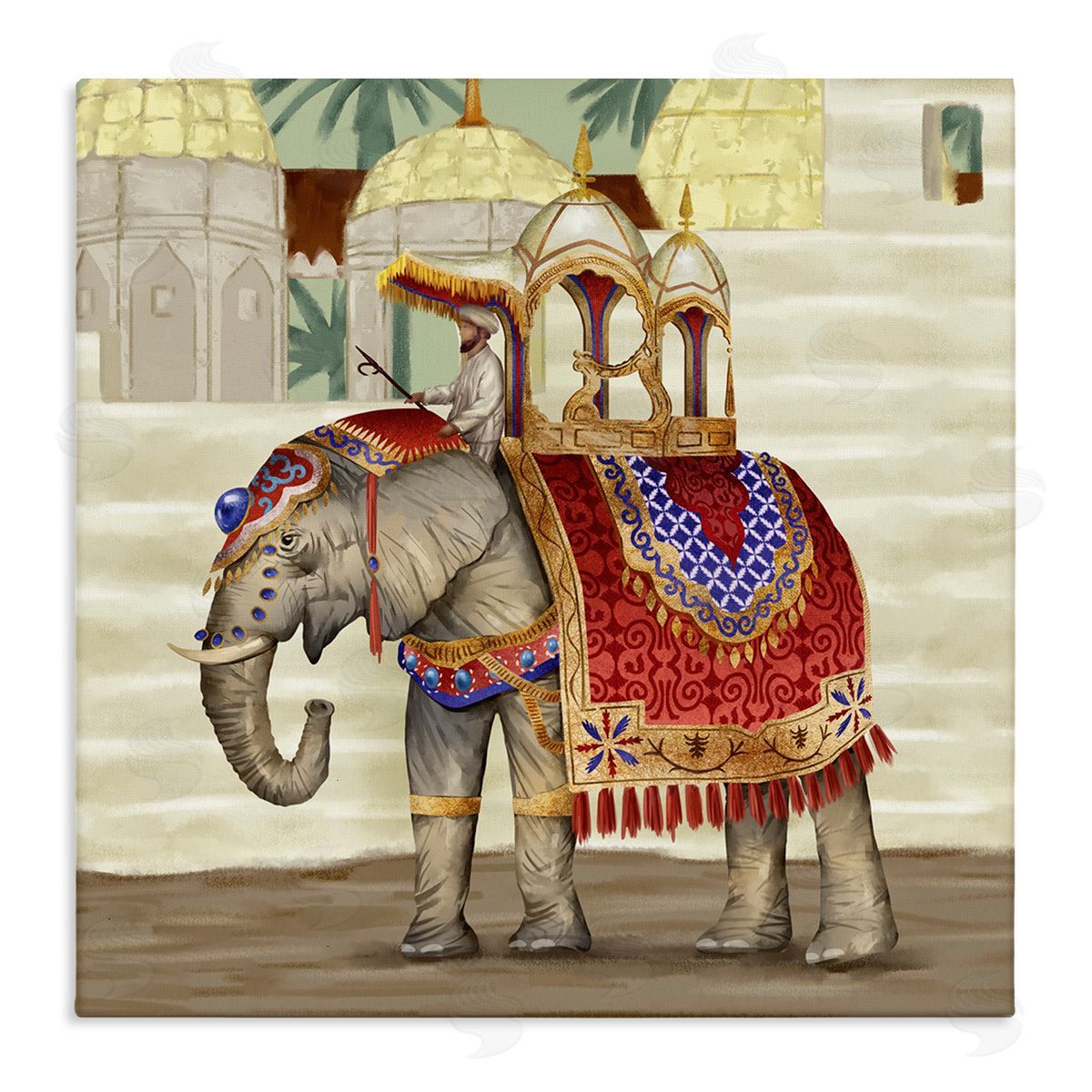 Ziwei Li Elephant Parade Eastern Culture Dome Architecture Stretched Canvas Wall Art Print