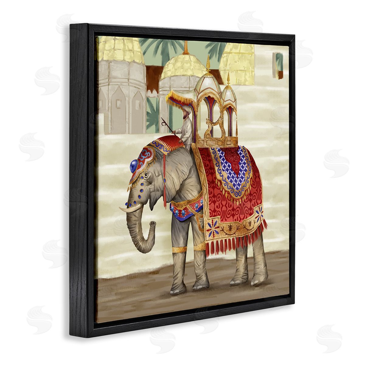 Ziwei Li Elephant Parade Eastern Culture Dome Architecture Black Floating Frame Canvas Wall Art Print