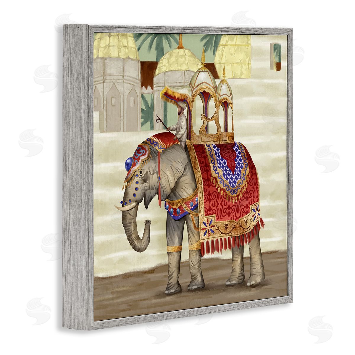 Ziwei Li Elephant Parade Eastern Culture Dome Architecture Gray Framed Glicee Wall Art Print