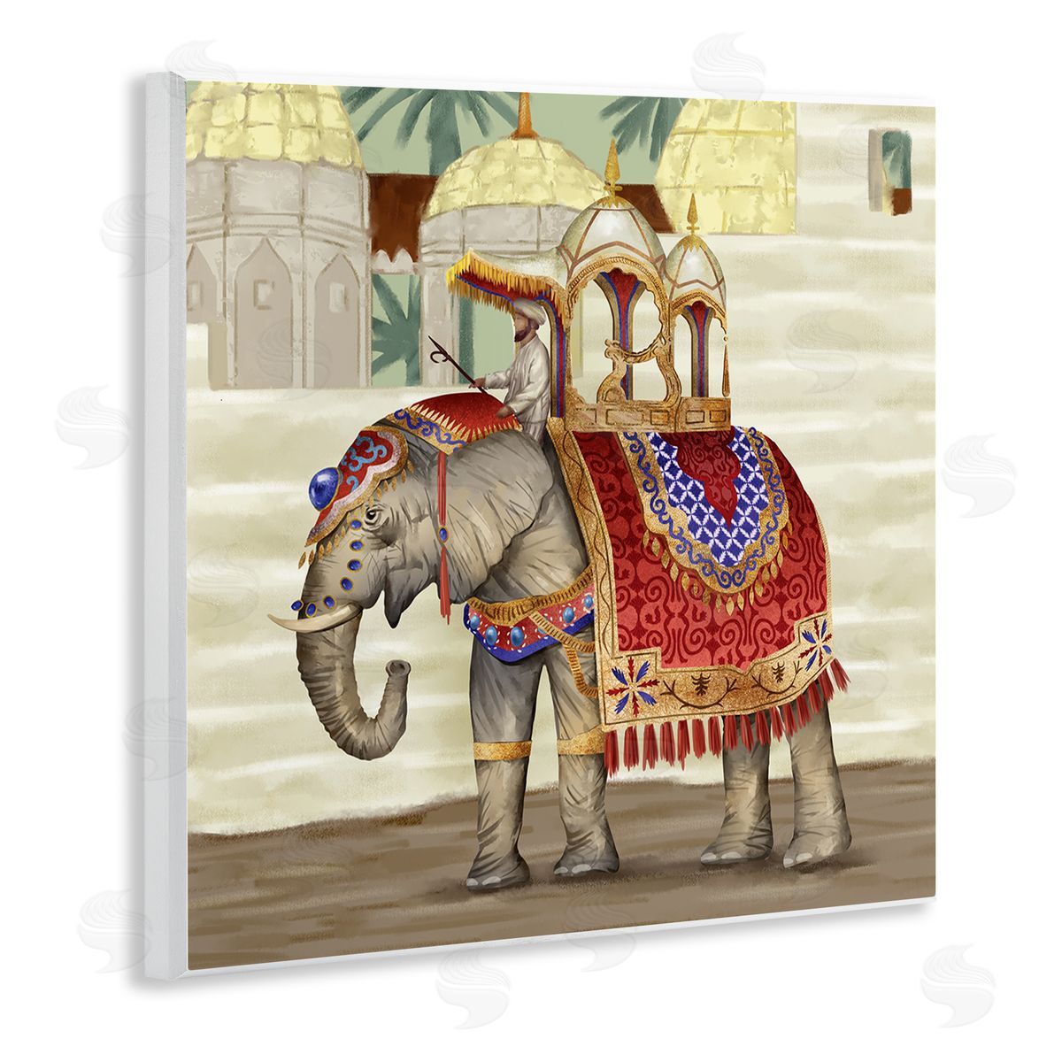 Ziwei Li Elephant Parade Eastern Culture Dome Architecture Wooden Wall Plaque Art Print