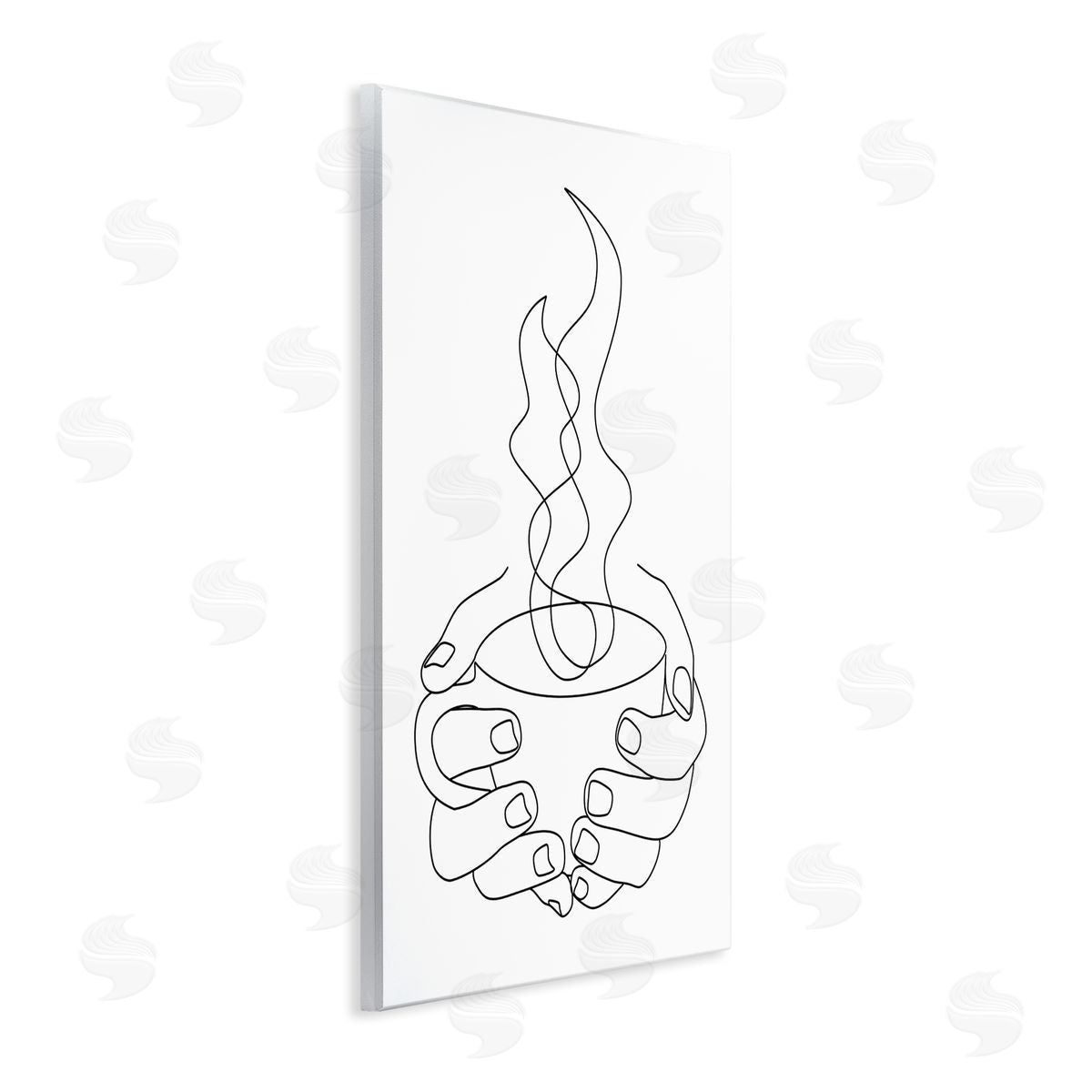 JJ Design House LLC Hands Grasping Hot Coffe_sidee Cup Minimal Line Drawing