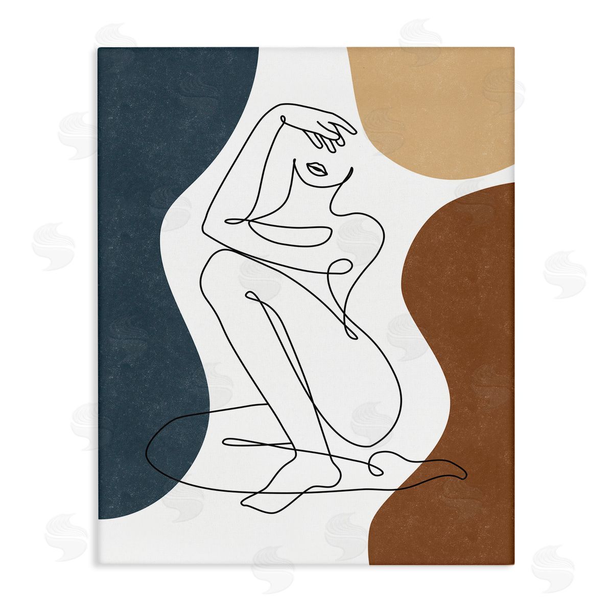 JJ Design House LLC Nude Female Line Drawing Between Abstract Shapes