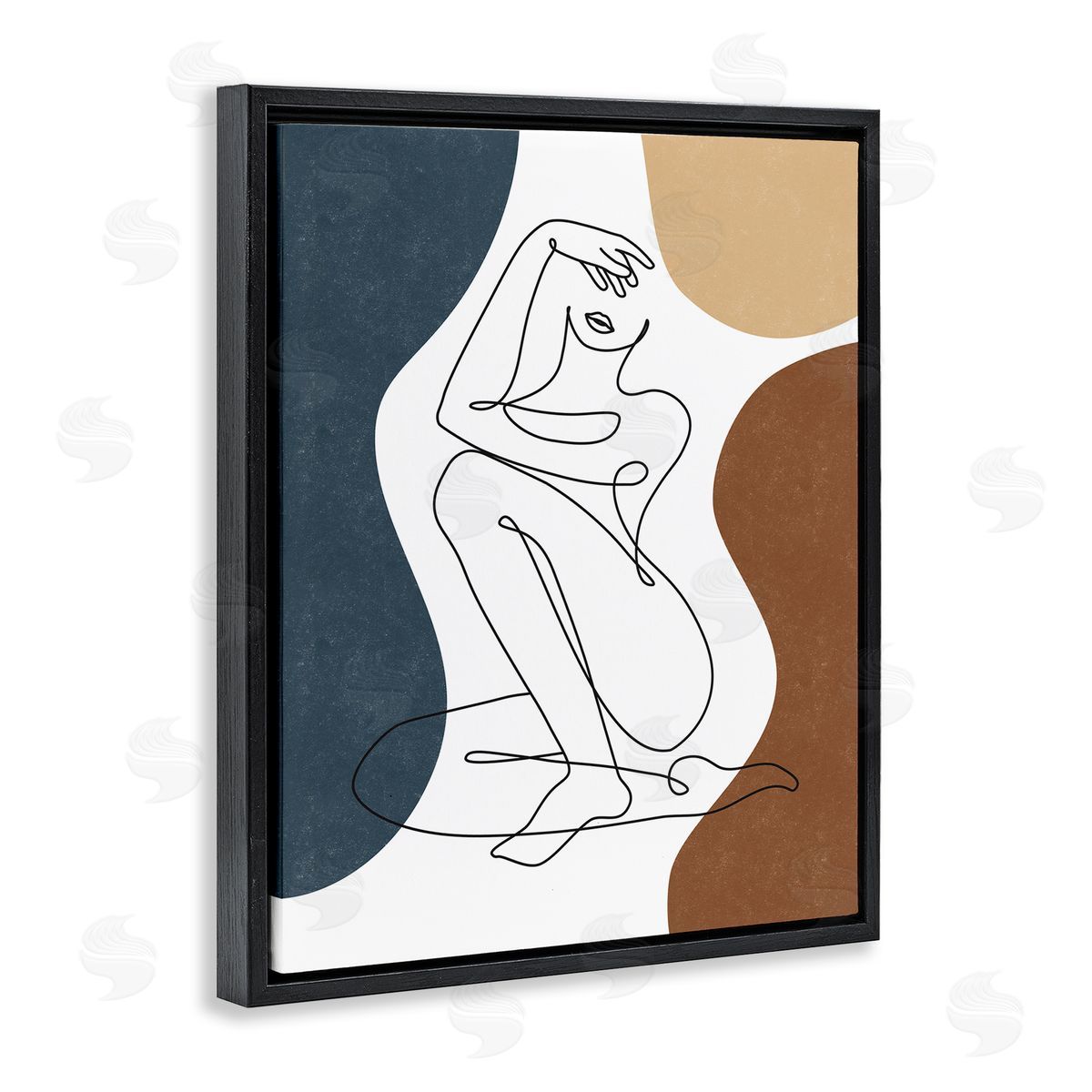 JJ Design House LLC Nude Female Line Drawing Between Abstract Shapes
