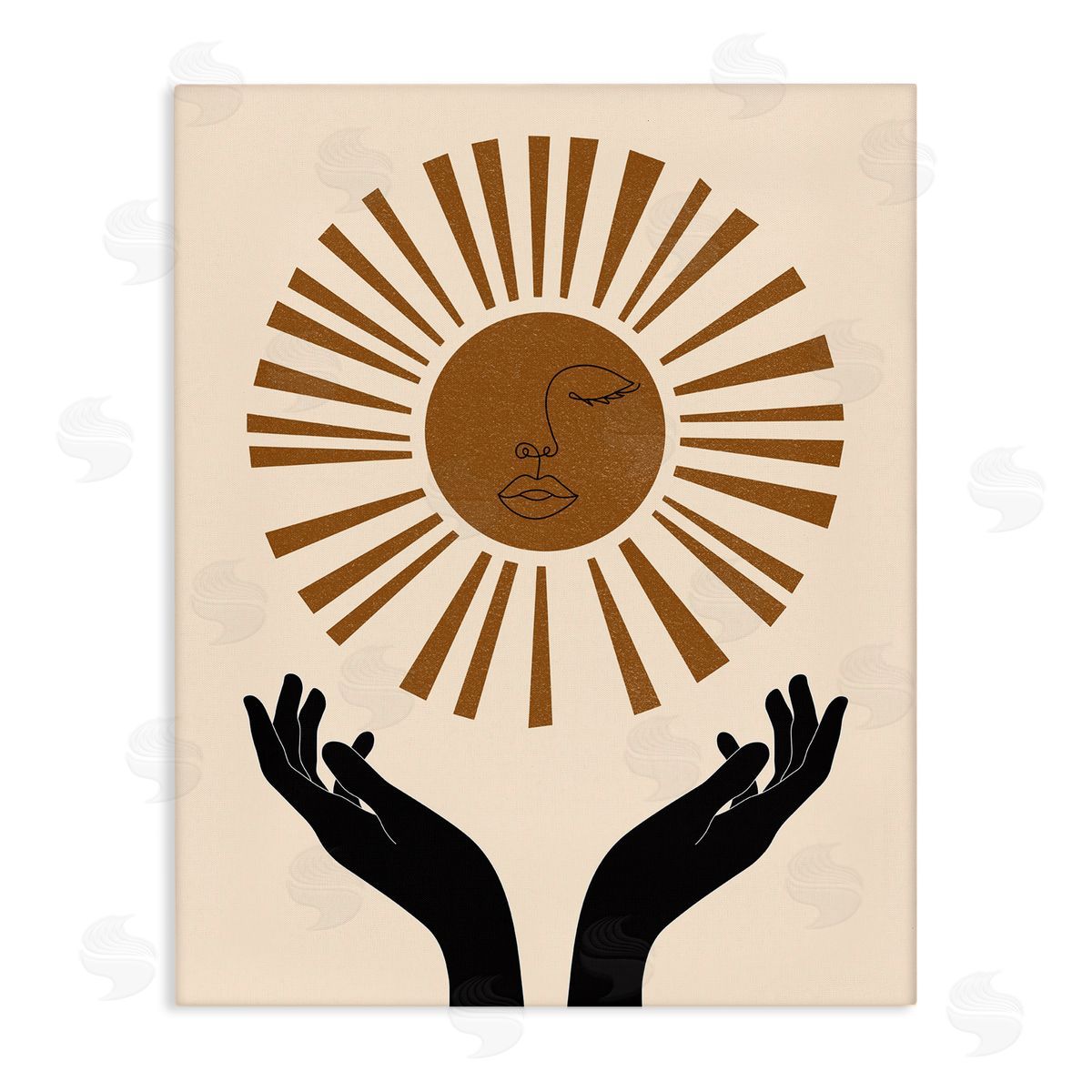 JJ Design House LLC Hands Holding Desert Sun with Face Linework