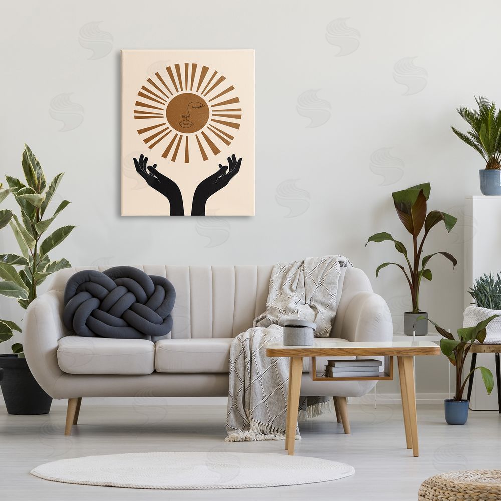 JJ Design House LLC Hands Holding Desert Sun with Face Linework