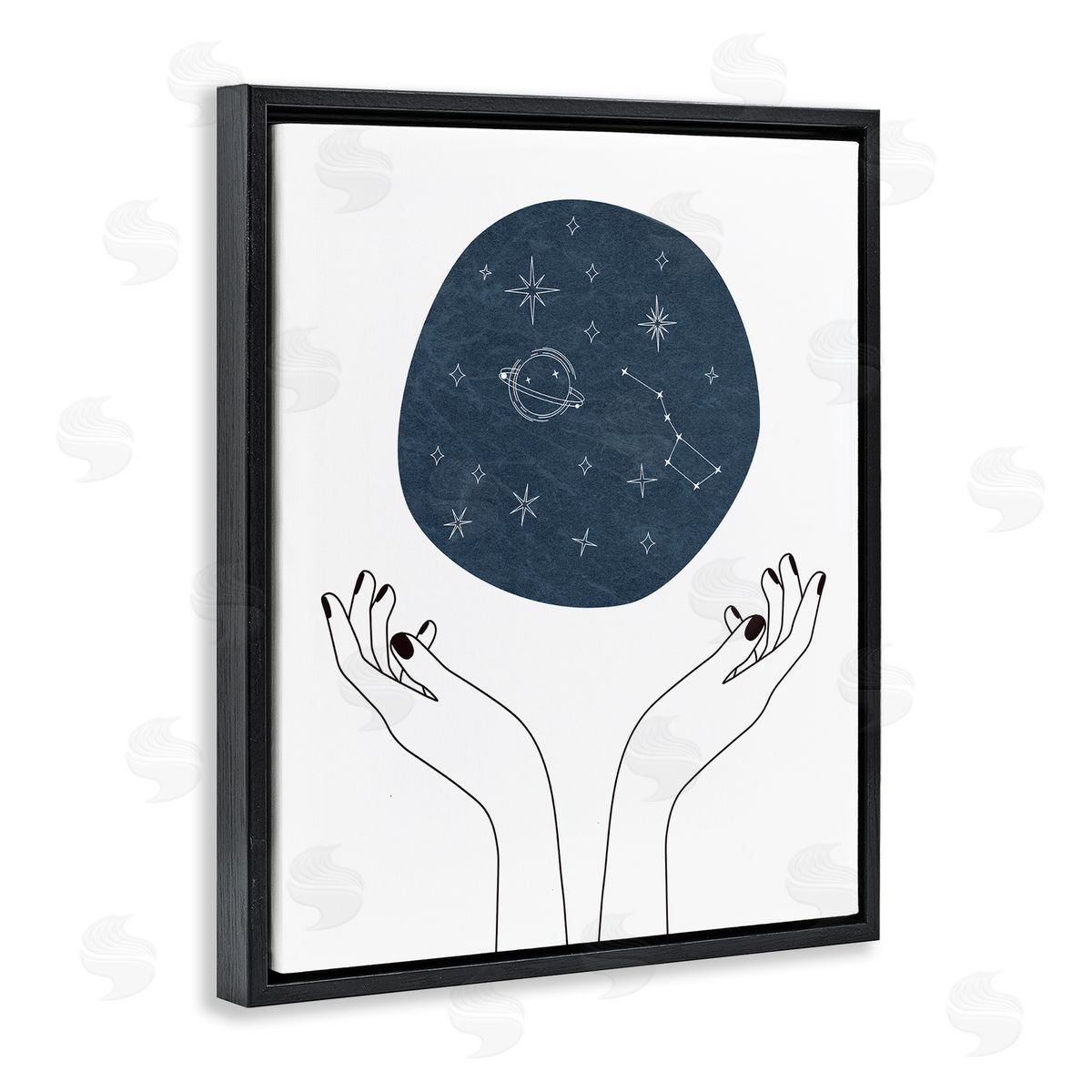 JJ Design House LLC Hands Holding Galaxy Constellations Minimal Blue