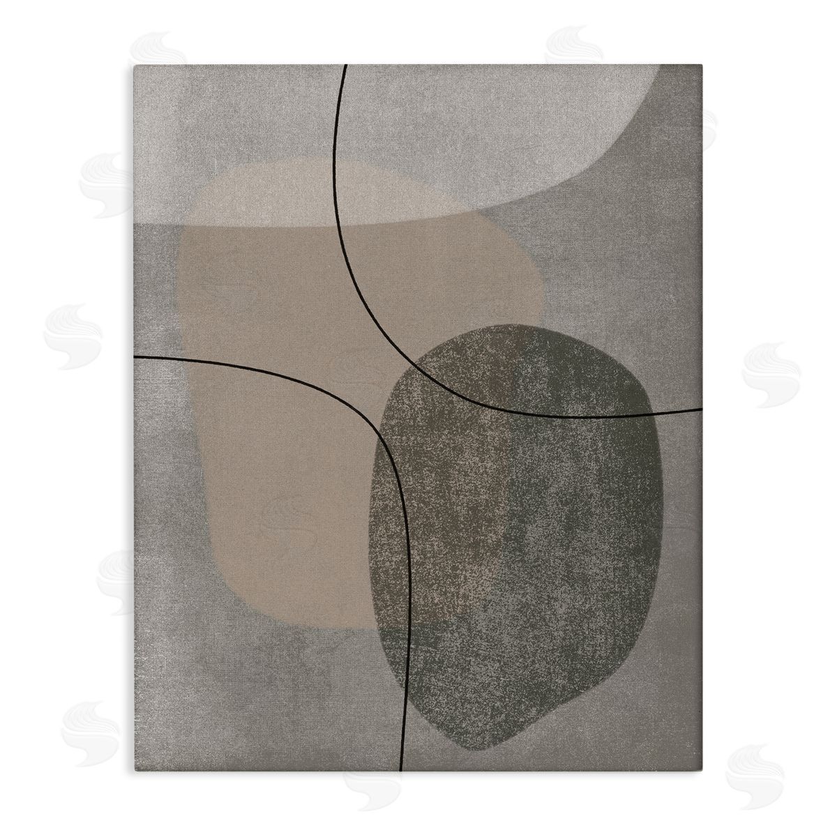 JJ Design House LLC Grey Pebble Like Shapes with Abstract Pattern