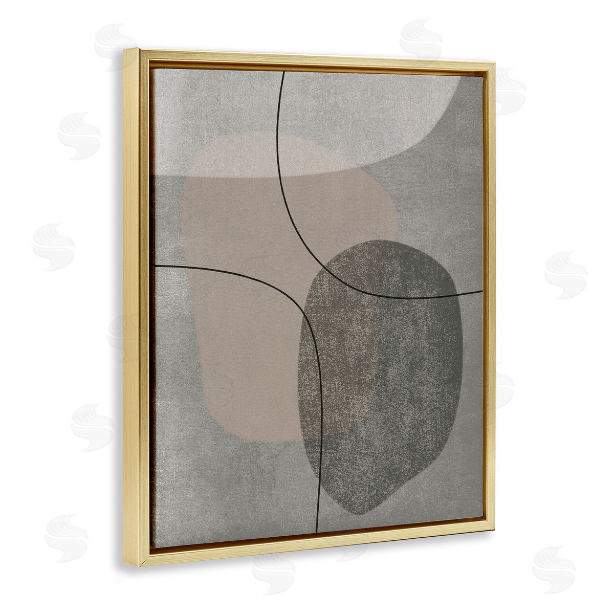 JJ Design House LLC Grey Pebble Like Shapes with Abstract Pattern