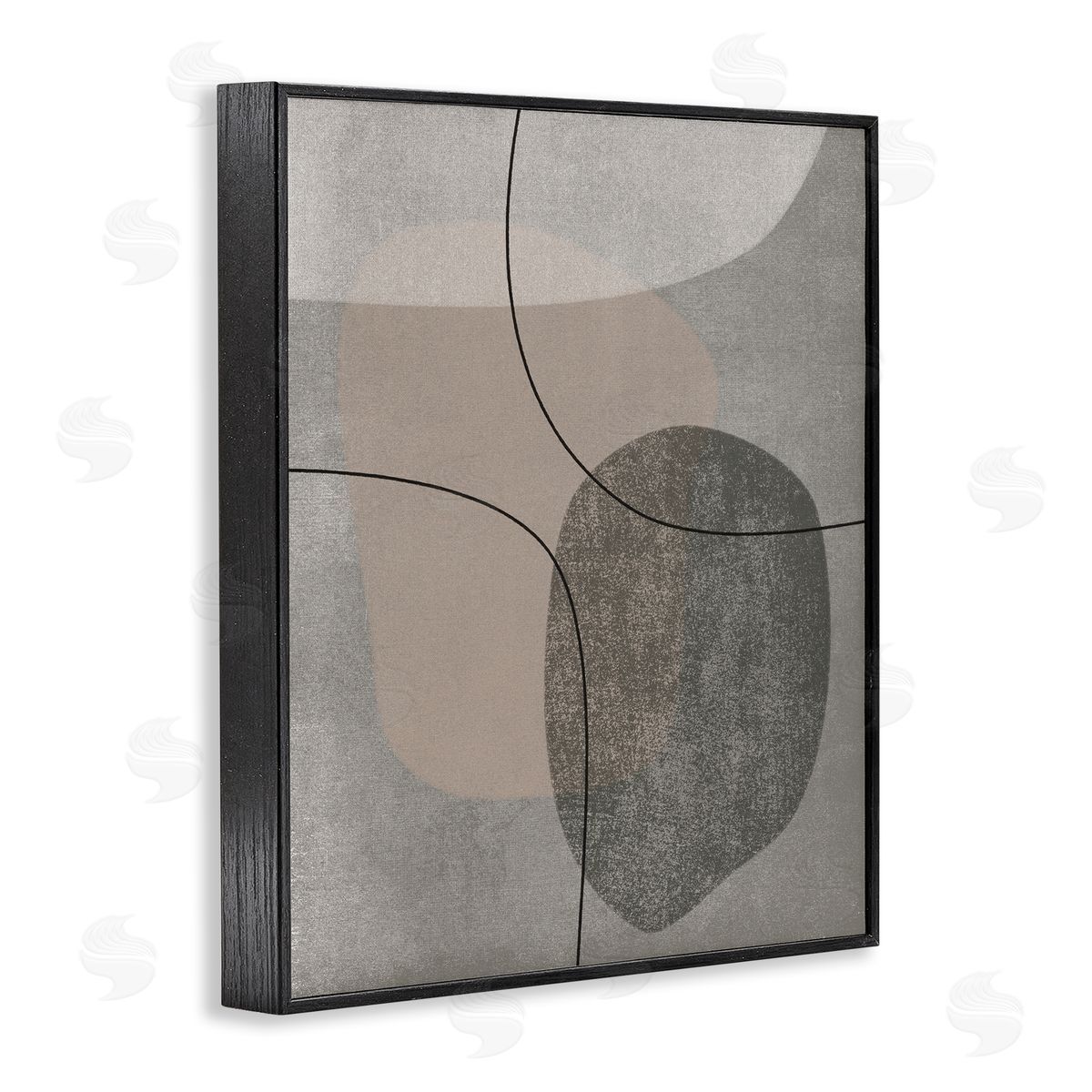 JJ Design House LLC Grey Pebble Like Shapes with Abstract Pattern