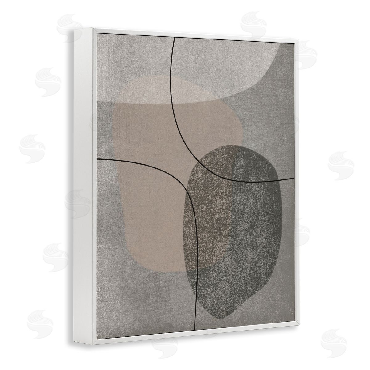 JJ Design House LLC Grey Pebble Like Shapes with Abstract Pattern
