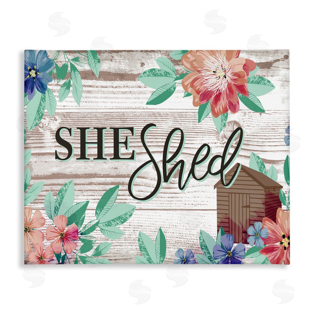 Jennifer Ellory She Shed Typography Rustic Country Floral Sign