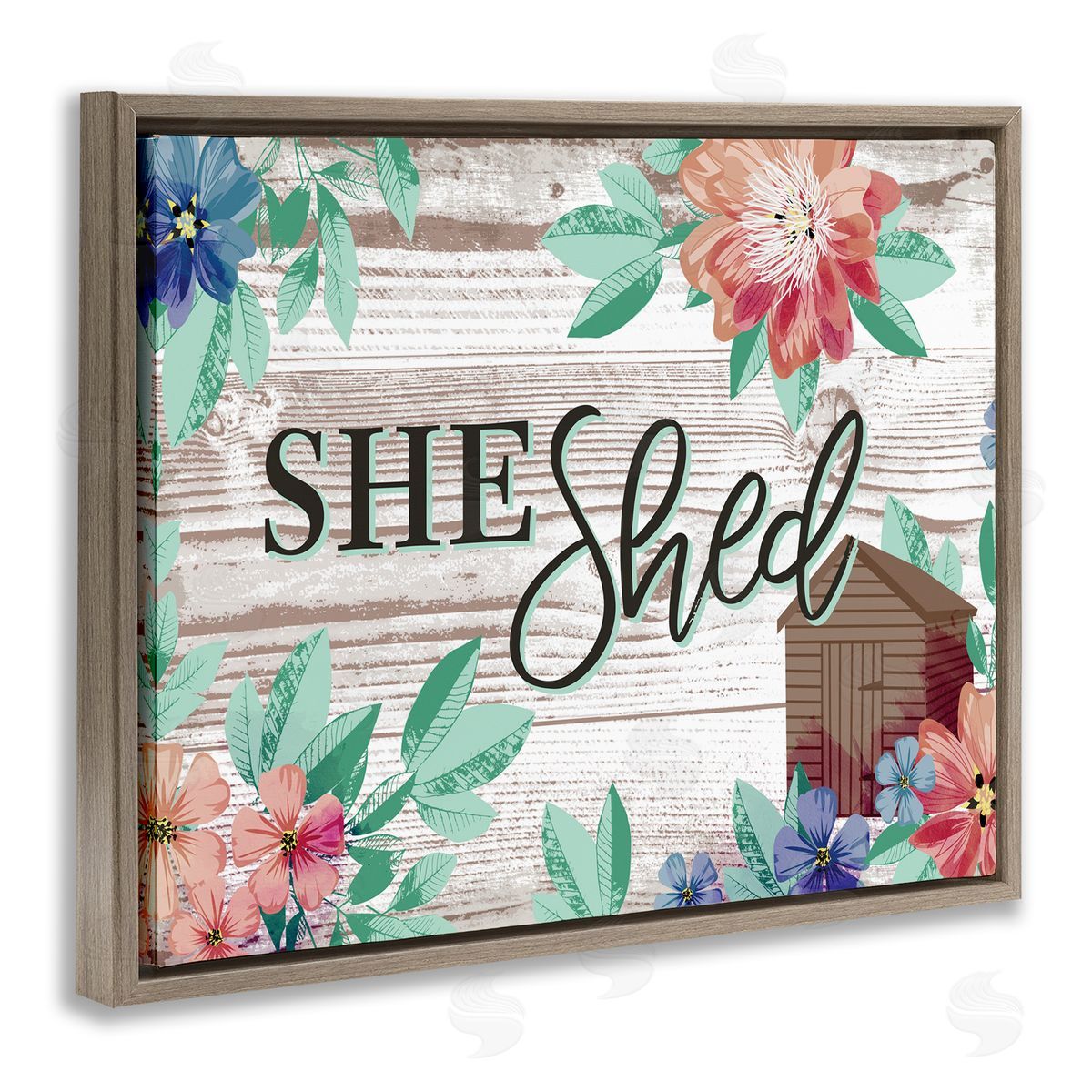 Jennifer Ellory She Shed Typography Rustic Country Floral Sign