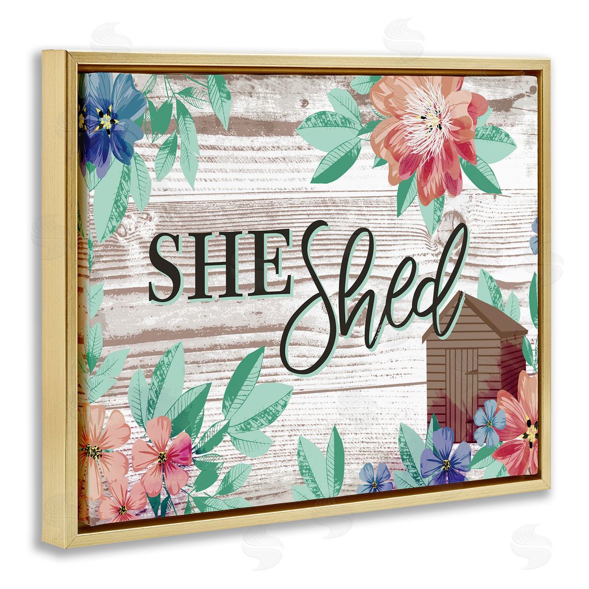 Jennifer Ellory She Shed Typography Rustic Country Floral Sign