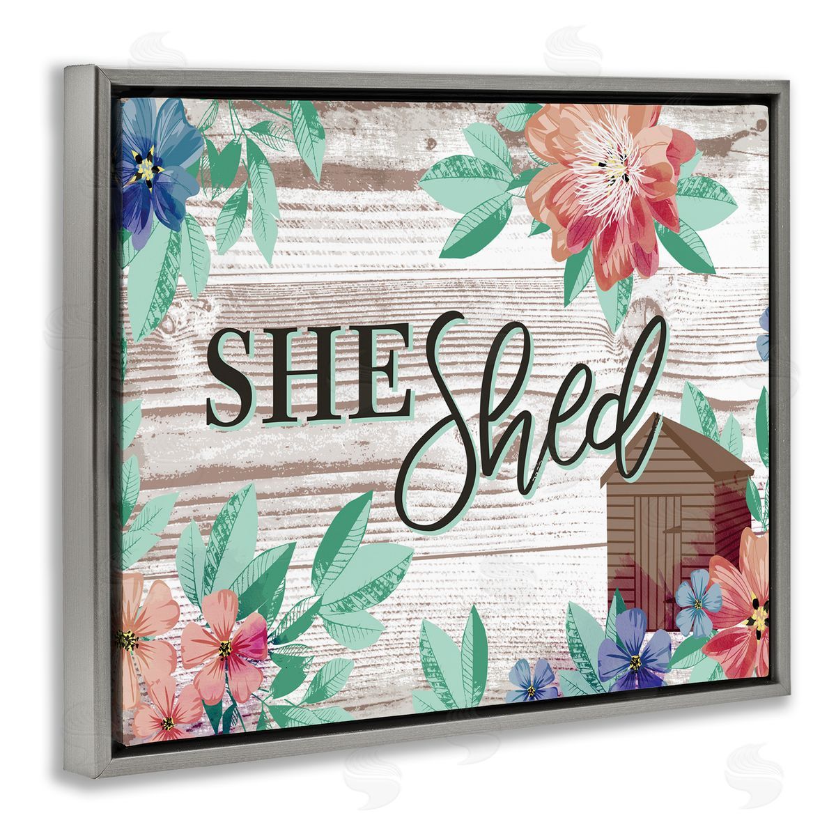 Jennifer Ellory She Shed Typography Rustic Country Floral Sign