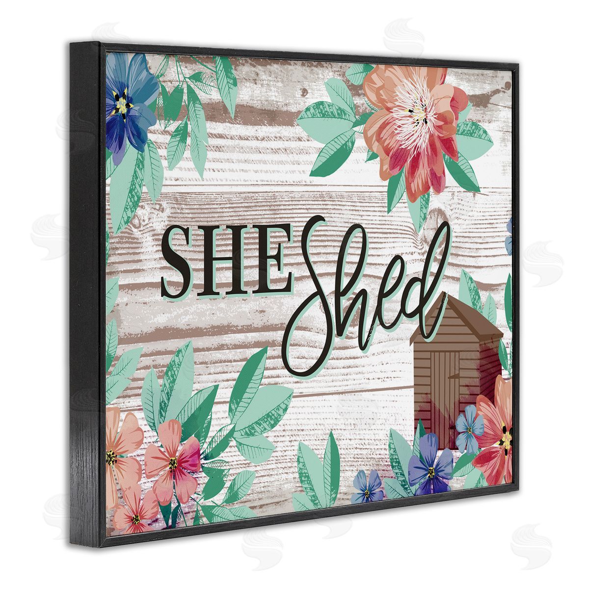 Jennifer Ellory She Shed Typography Rustic Country Floral Sign