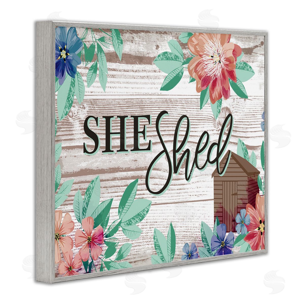 Jennifer Ellory She Shed Typography Rustic Country Floral Sign