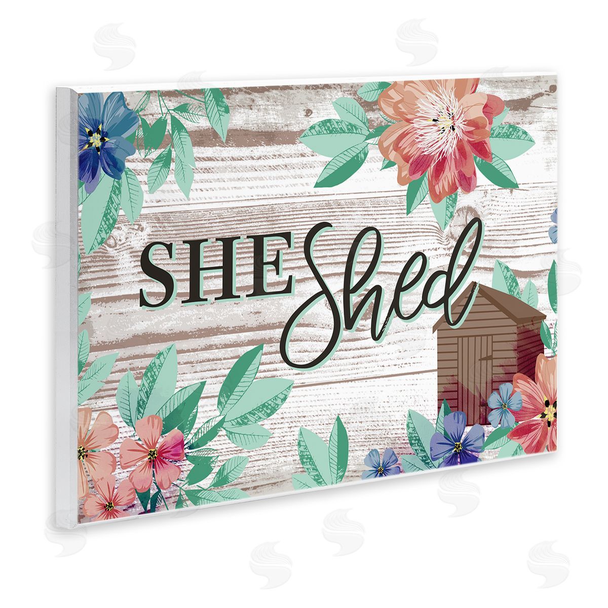 Jennifer Ellory She Shed Typography Rustic Country Floral Sign