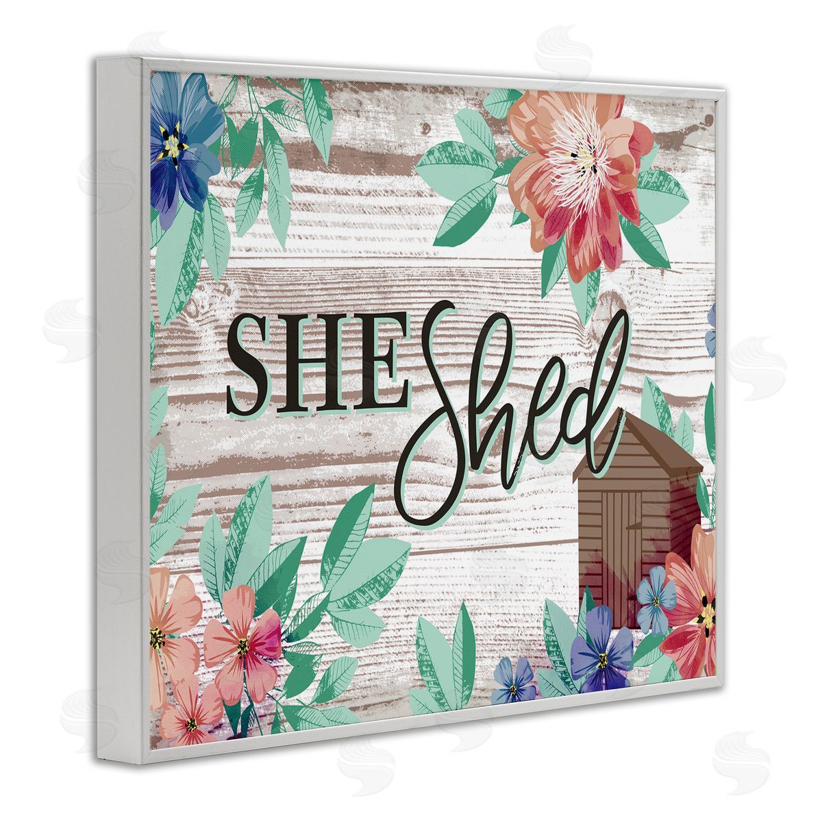 Jennifer Ellory She Shed Typography Rustic Country Floral Sign