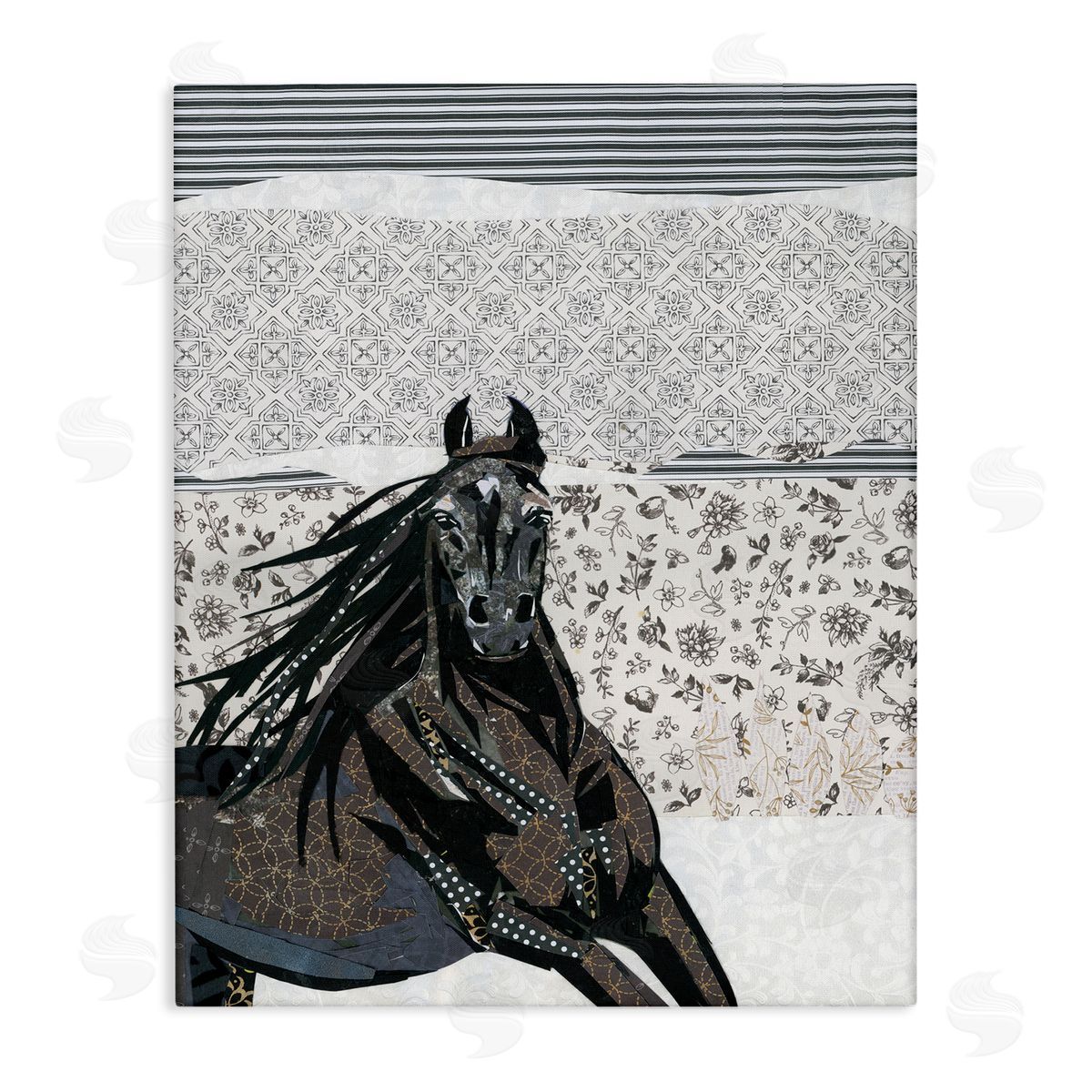 Jenny McGee Horse Galloping over Abstract Patterns Geometric Shapes