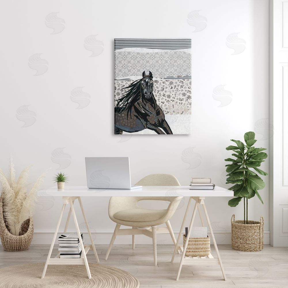 Jenny McGee Horse Galloping over Abstract Patterns Geometric Shapes