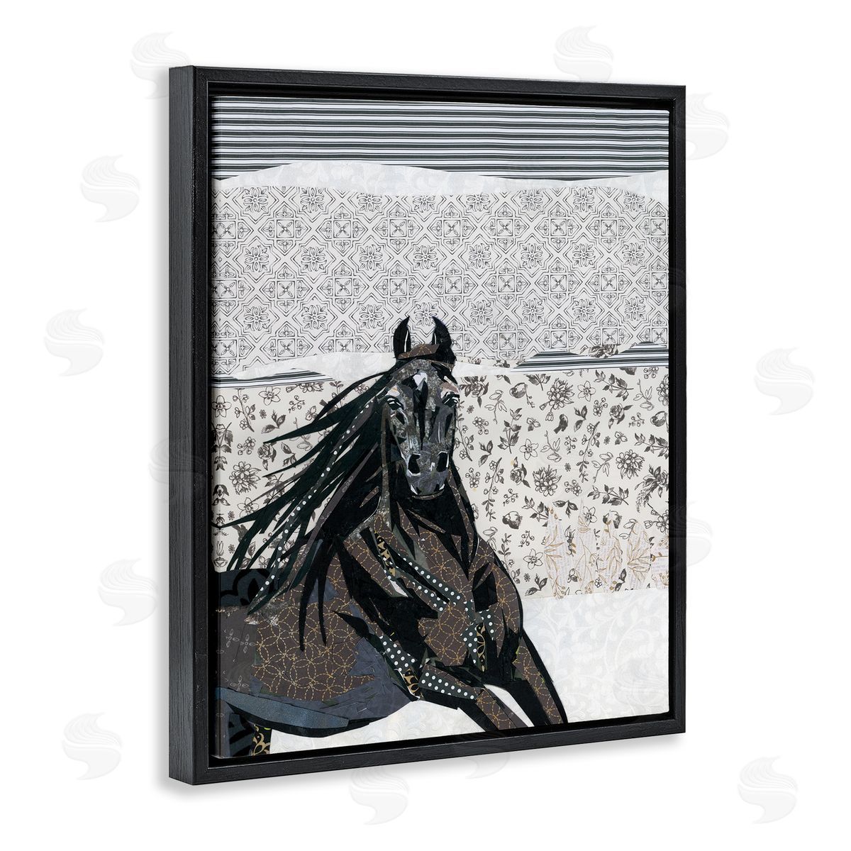 Jenny McGee Horse Galloping over Abstract Patterns Geometric Shapes