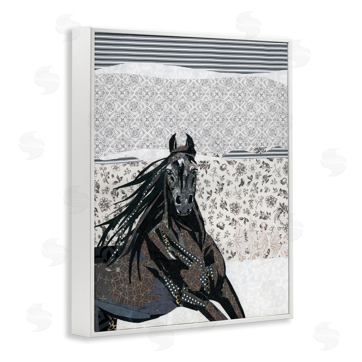 Jenny McGee Horse Galloping over Abstract Patterns Geometric Shapes